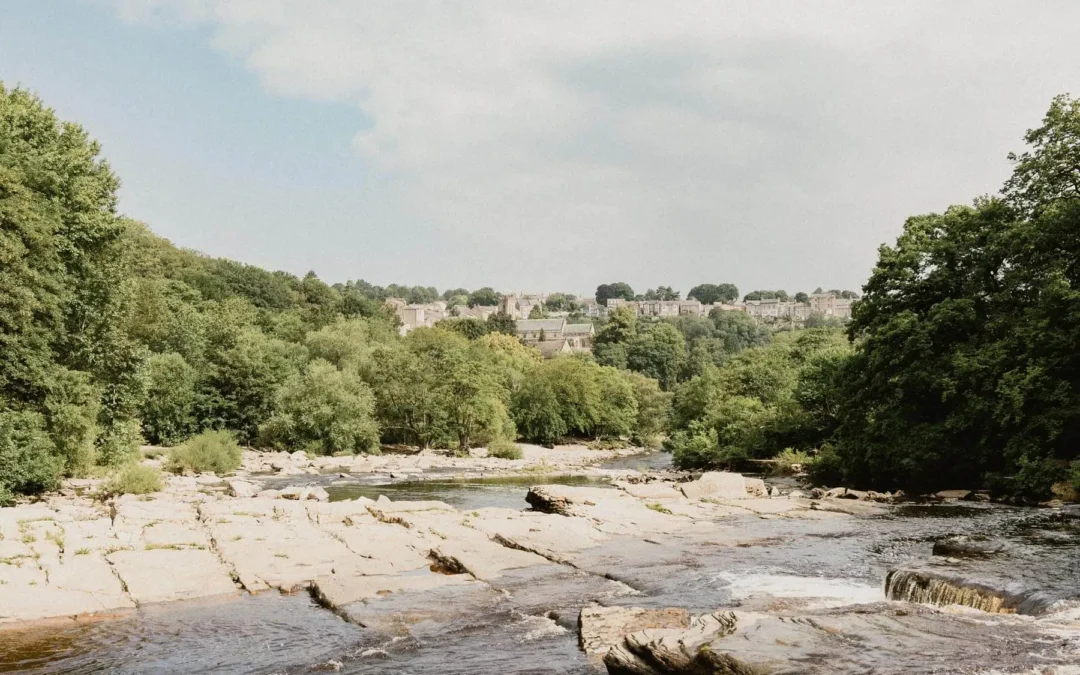 View of Richmond North Yorkshire, from the River Swale.